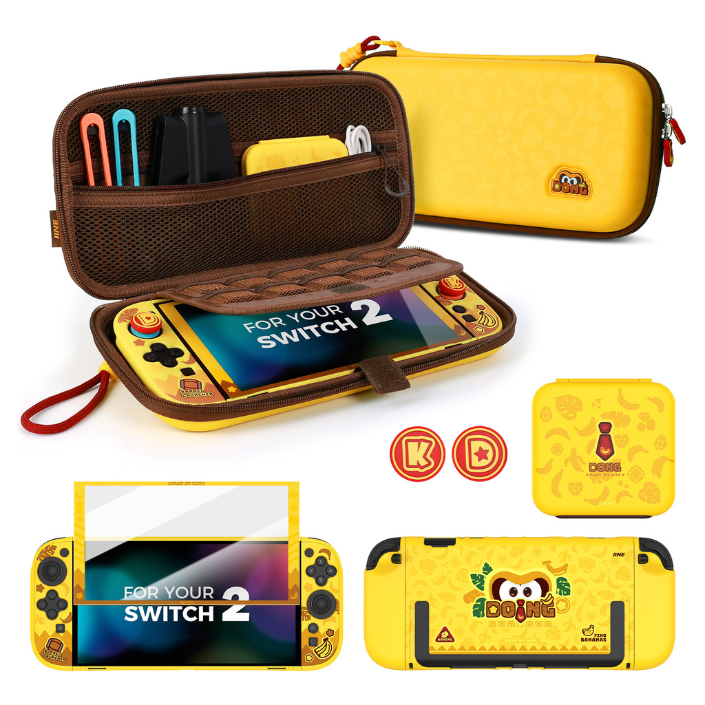 เคสป้องกัน IINE Banana Hero สําหรับ Switch 2 /แม่พิมพ์ที่แม่นยํา / เคส Dockable /การป้องกันเต็มรูปแบบ /การออกแบบพิเศษ /กระเป๋าเก็บของ /เคสการ์ด