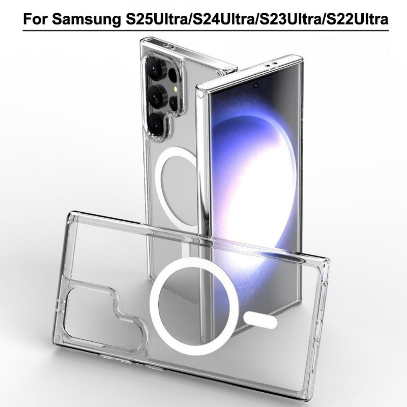 [2.0 ไม่สามารถทําลาย] Samsung S25Ultras A17 เคสโทรศัพท์แม่เหล็กใสสําหรับ Samsung S26 S25 S24 S23 S22