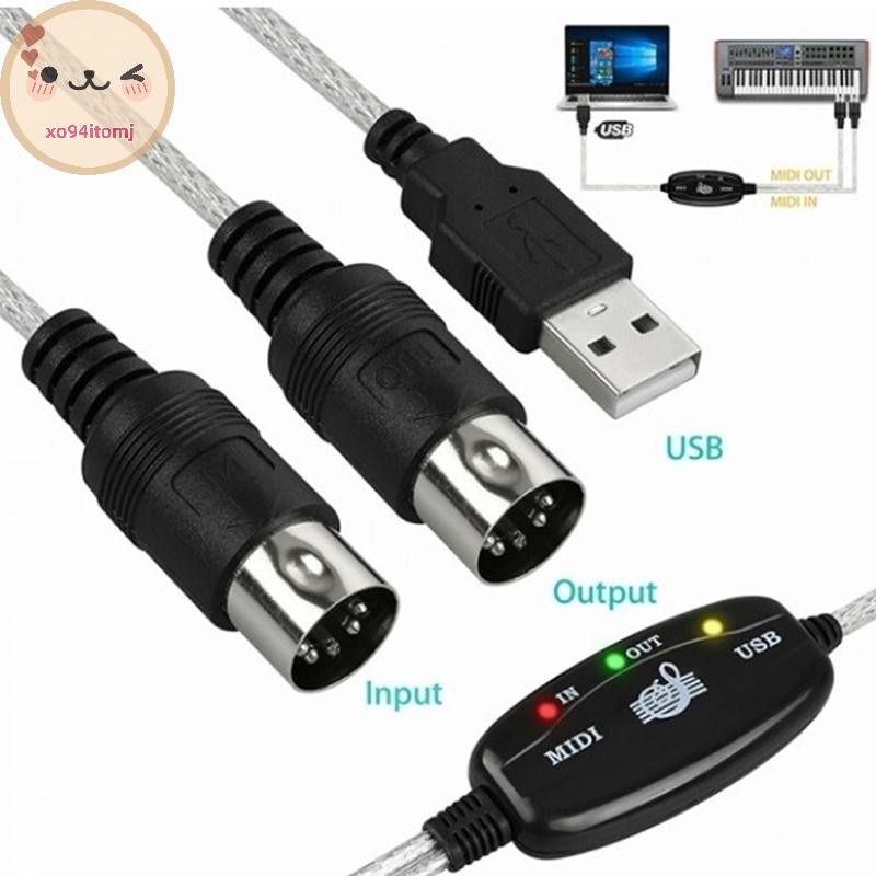 XOTOMJ USB IN-OUT MIDI Cable Converter PC to Music คีย์บอร์ดอะแดปเตอร์สายไฟ TH