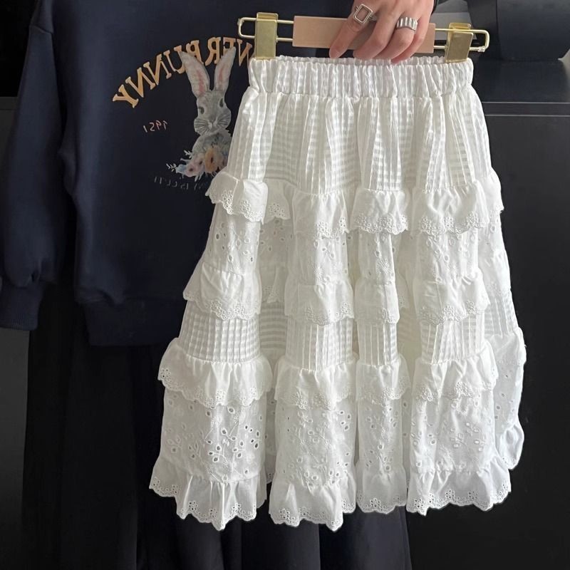 กระโปรงเค้กวินเทจสีขาว สไตล์ตะวันตกสำหรับสาวๆ เหมาะกับเด็กโต - รูปที่ 2