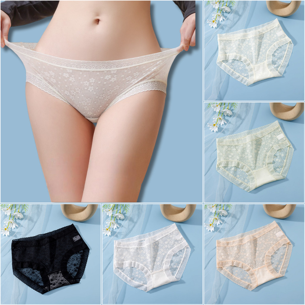 💥LoveIs Bra💥 (N1018) 👙 กางเกงในลูกไม้ผู้หญิง ทรงเอวกลาง ขอบขาลูกไม้ไร้รอยต่อ เป้า 2 ชั้น