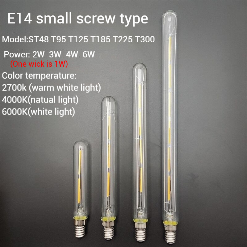 [220V/85-265V แรงดันไฟฟ้ากว้างอุปกรณ์เสริม] E14 Edison หลอดไฟ led Retro หลอดยาวเลียนแบบทังสเตนโคมไฟ 