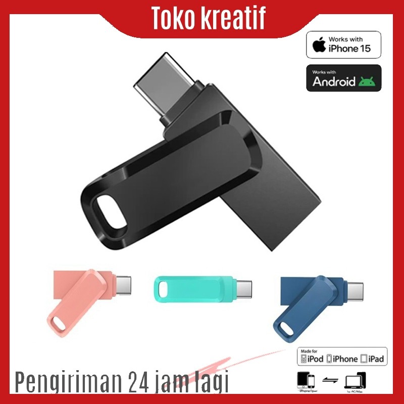 ไดรฟ์คู่พิเศษ GO OTG Type-C 256GB USB 3.2 - สีดํา, 128GB 64GB Flashdisk & OTG Flashdisk สําหรับ ipho