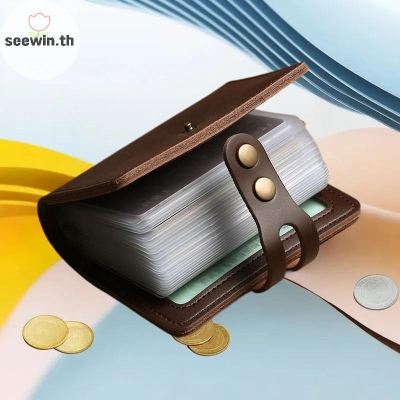 Seewin แฟชั่นหนัง PU ผู้ชาย 30 Bits กรณีนามบัตรผู้ถือบัตรเครดิตหนังสือเดินทางกระเป๋า ID บัตรหนังสือเดินทางกระเป๋าสตางค์ th