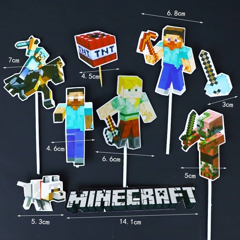 ป้ายปักเค้ก ไมน์คราฟต์ MINECRAFT ป้ายวันเกิด ป้ายตกแต่งเค้ก ป้ายแต่งเค้ก