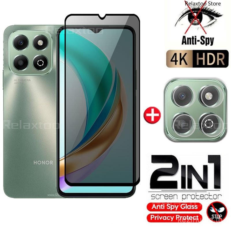 2IN1 ความเป็นส่วนตัวหน้าจอป้องกันฟิล์มแก้วสําหรับ Honor X8 C X6 X7 AB X6B X6A X7A X8C X7B X8A X8B Ho