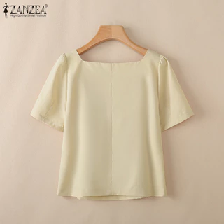 เสื้อเบลาส์แขนสั้น สไตล์เกาหลีสำหรับวันพักผ่อนในฤดูร้อน