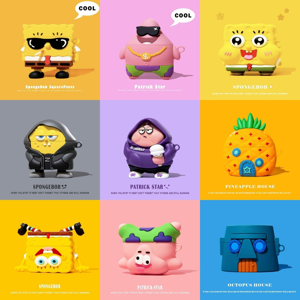SpongeBob Airpods กรณีน่ารัก Airpods 4 เคสซิลิโคน Airpods Pro 2 กรณี SquarePants Airpods Gen3 กรณี PatrickStar Airpods Gen2 ฝาครอบกรณี