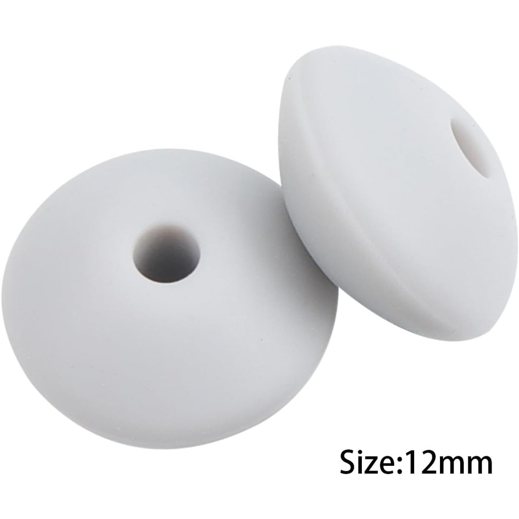 12mm Silicone Abacus Beads Pearl White Color Lentil Beads Saucer Beads Pen Spacer Beads for Keychain