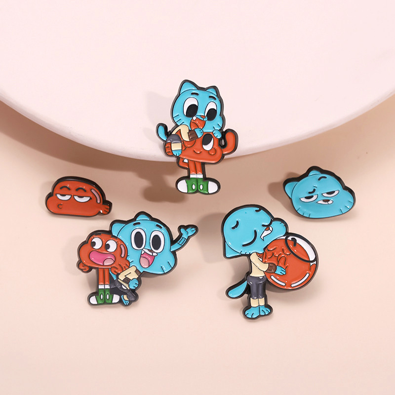 "The Amazing World of Gumball" การ์ตูน Comedy เข็มกลัดน่ารักตัวอักษร Badge Gumball และ Darwin Lapel 