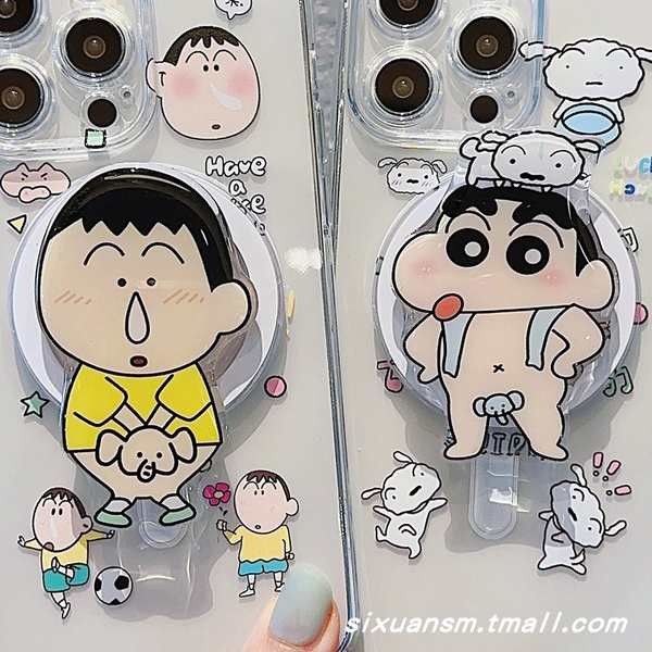 magnetic phone stand griptok magsafe Spoof การ์ตูนน่ารัก Crayon Shin-Chan Dumb Elephant คู่ magsafe 
