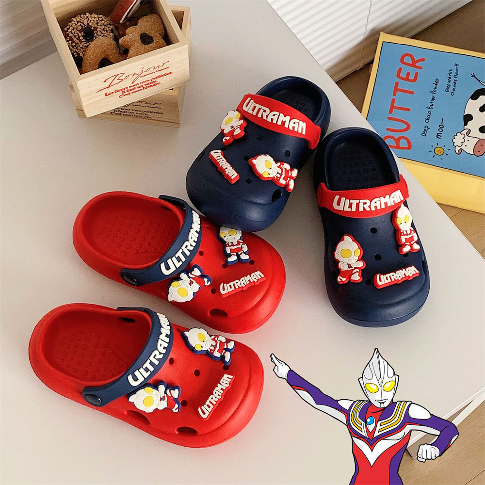 Xitiao Casual Ultraman อินเทรนด์ Cool Soft Sole รองเท้ารูด้านนอกเด็กชาย