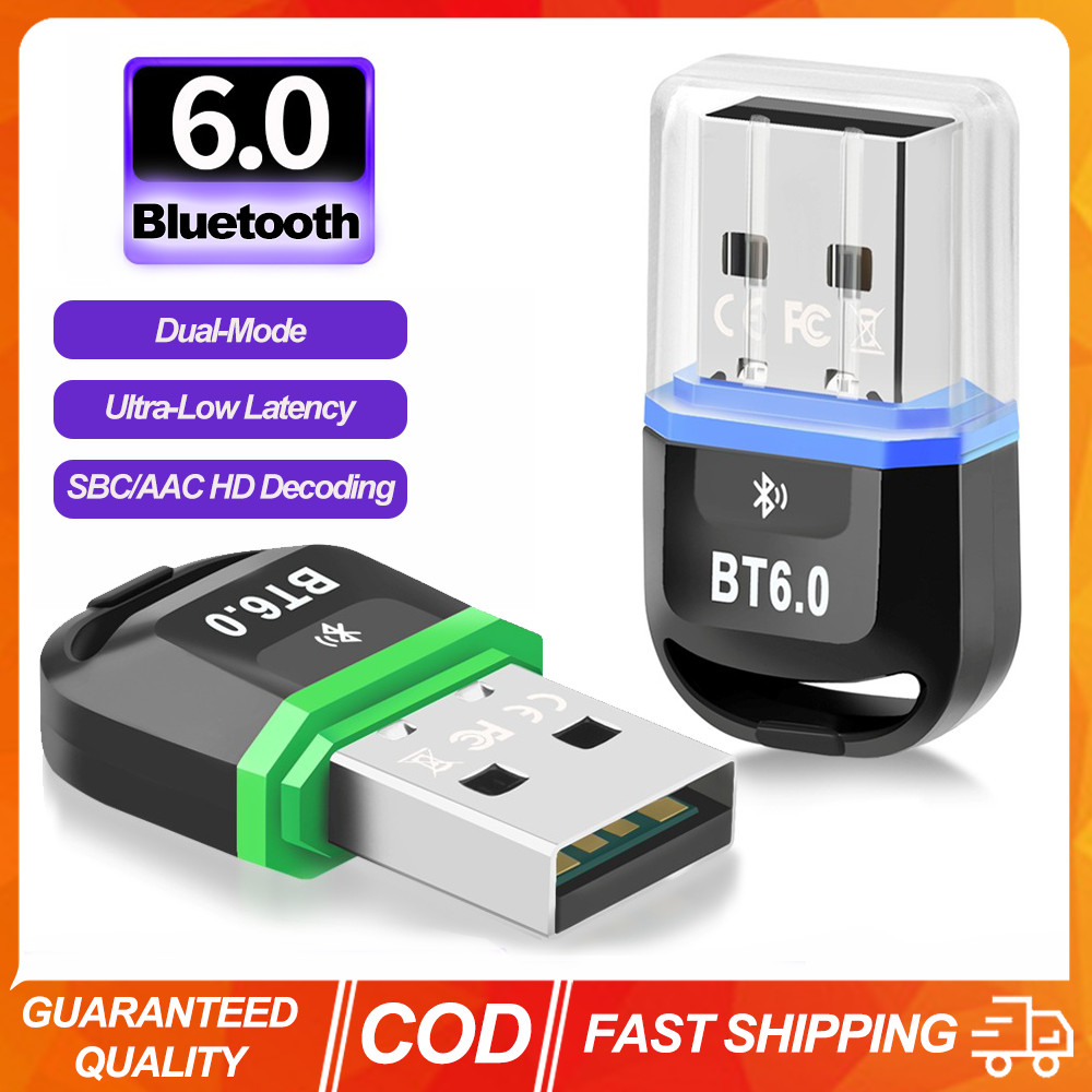 USB Bluetooth 6.0 อะแดปเตอร์ตัวรับส่งสัญญาณเสียงบลูทูธ Dongle อะแดปเตอร์ USB ไร้สายสําหรับคอมพิวเตอร์พีซีแล็ปท็อป