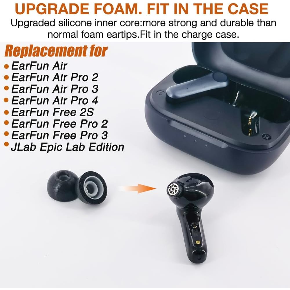 2 ชั้น Memory Foam Ear Tips สําหรับ EarFun Air Pro 4/ Air Pro 3 / Air Pro 2 / Air/ฟรี 2S / ฟรี Pro 2