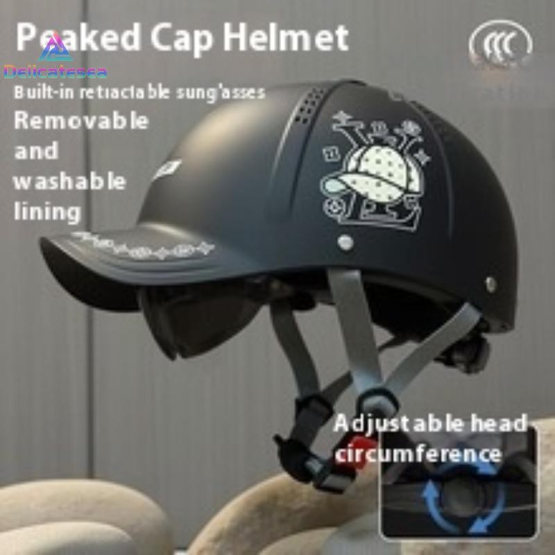 [Delicatesea] หมวกกันน็อคครึ่งใบ แบบเบสบอล สำหรับ Café Racer และ Chopper การออกแบบวินเทจ ใช้งานได้อย่างปลอดภัยในฤดูร้อน