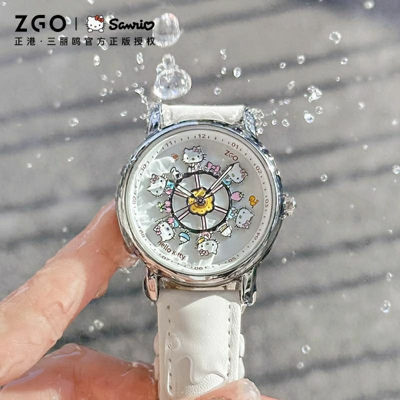 Sanrio hellokitty Merry-go-round Watch Female Student High-value Luminous Birthday Gift