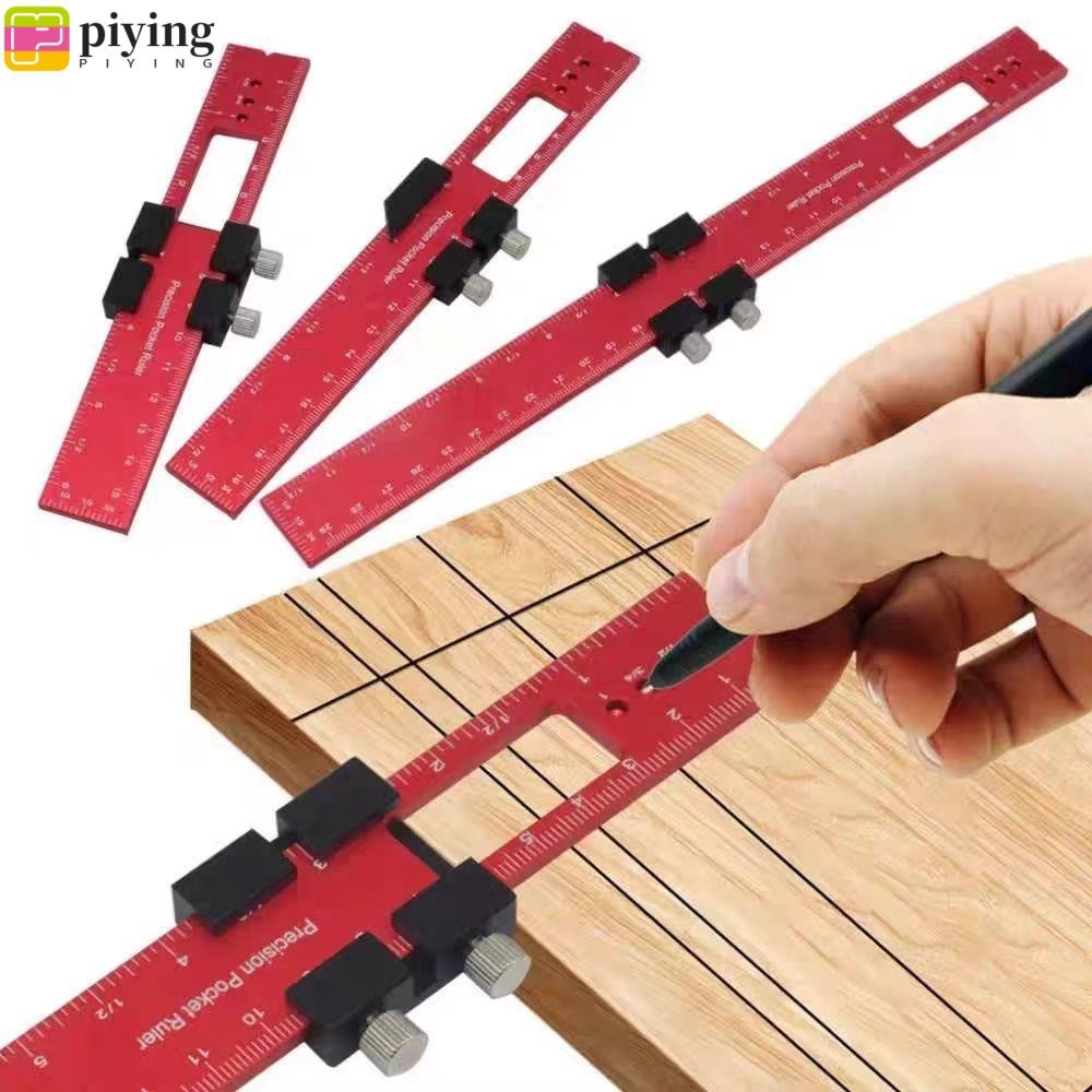 PIYING เครื่องมืองานไม้ ไม้บรรทัด, ไม้บรรทัดสไลด์มัลติฟังก์ชั่นไม้บรรทัดกระเป๋า, อลูมิเนียม T-Track นิ้ว/เมตริก Precision ไม้บรรทัดเครื่องมือวัด – โปรปัง