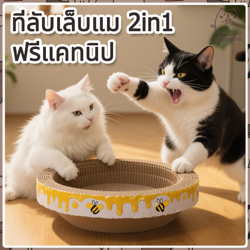 YTL อ่างลับเล็บแมว ทรงวงรี ฟรีแคทนิป ที่ลับเล็บแมว คุณภาพดี ที่ลับเล็บแม 2in1