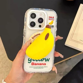 Magnetic Banana Bracket เคสโทรศัพท์สําหรับ iPhone 17 Pro Max 16 Plus 15 14 13 กันกระแทกป้องกันปลอก