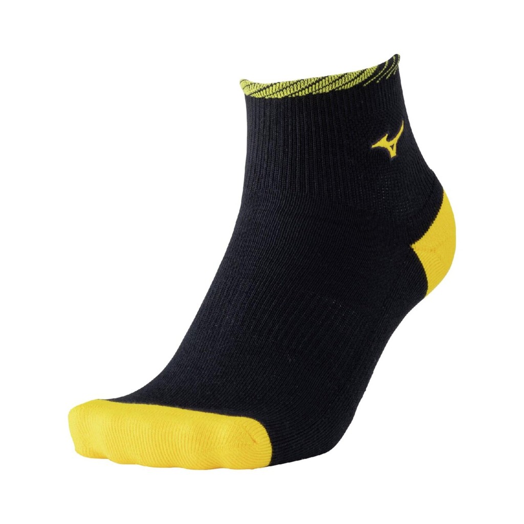 Mizuno Short Sports Socks for Tennis and Badminton - Model 62JXC006, Black/Hibiscus 

Mizuno Short S