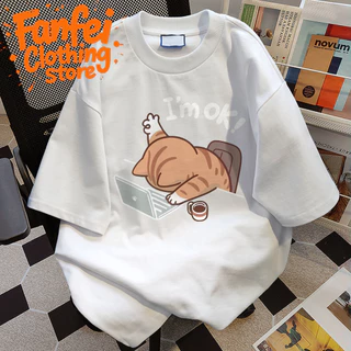 (จัดส่งตลอด 24 ชั่วโมง)Fanfei น่ารักเหมือนแมว เสื้อยืดพิมพ์ลาย 'I'm ok' ทำจากเส้นใยโพลีเอสเตอร์ นุ่มสบายและทนทาน