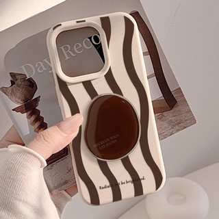 นมสีขาวและสีน้ําตาลหยักส่วนบุคคลเรขาคณิตยืน itpu สําหรับ apple iphone 11 12 13 14 15 16 pro max plus