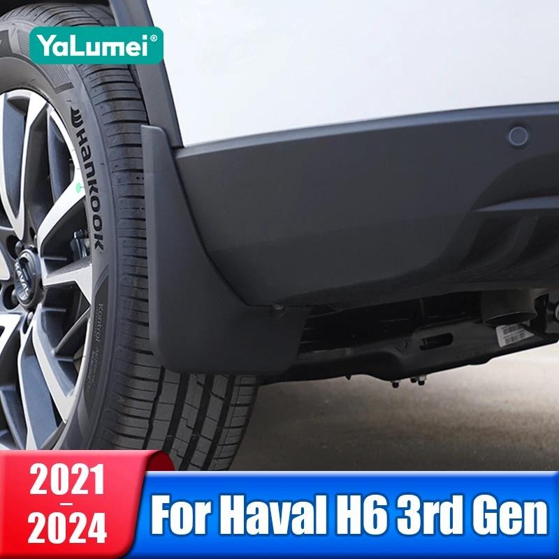 รถ Mudguards Mud Flaps สําหรับ Haval H6 3rd Gen 2021 2022 2023 2024 PHEV Splash Guards Fender Mudfla