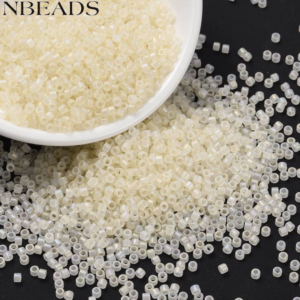 10gs กระบอกเมล็ดลูกปัด Frosted AB สีรอบรูขนาดสม่ําเสมอแชมเปญสีเหลือง 2x1.5 มม.: 0.8 มม.ประมาณ 888 ชิ