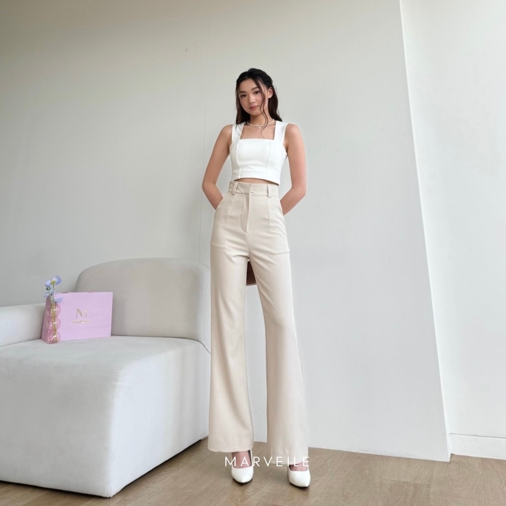 [ Marveile ] Gigi Cutbray Highwaist Pants / Cutbray Flare Pants สําหรับผู้หญิง
