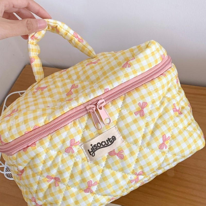 กระเป๋าเครื่องสำอาง แบบพกพา กระเป๋าแต่งหน้าทรงตั้ง กันน้ำ นุ่มนิ่ม มีหูจับ - รูปที่ 5