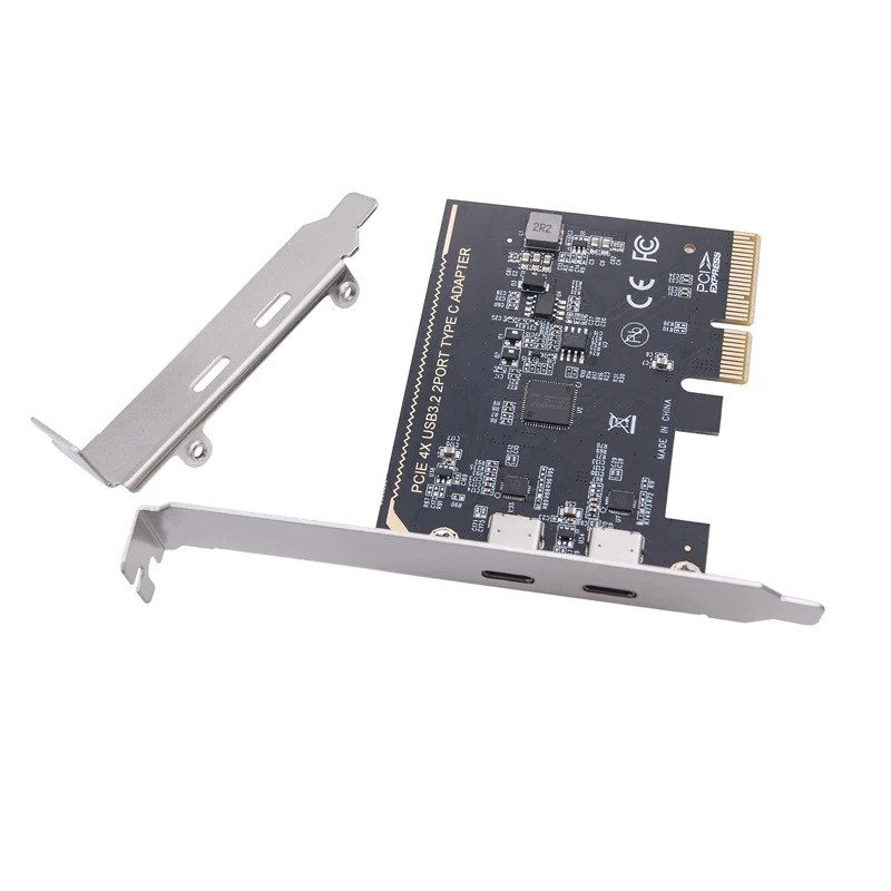 PCIE USB 3.2 GEN2 10Gbps Dual Port Type C การ์ดขยาย PCI Express X4 ถึง 2 USB-C 10G Riser ASM1142 ชิป