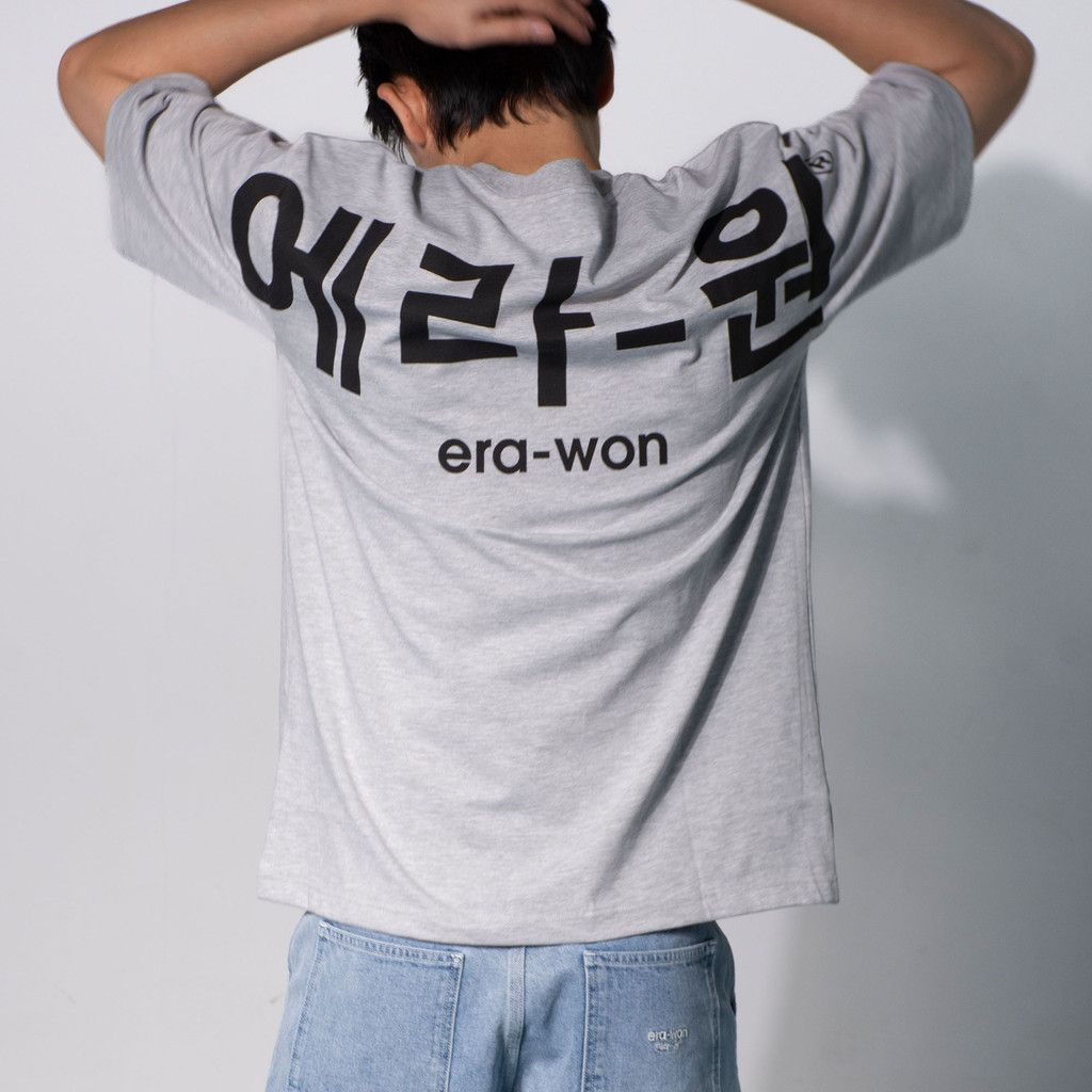 era-won เสื้อ T-Shirt Oversize Screen สี  สีเทา สกรีนดำ