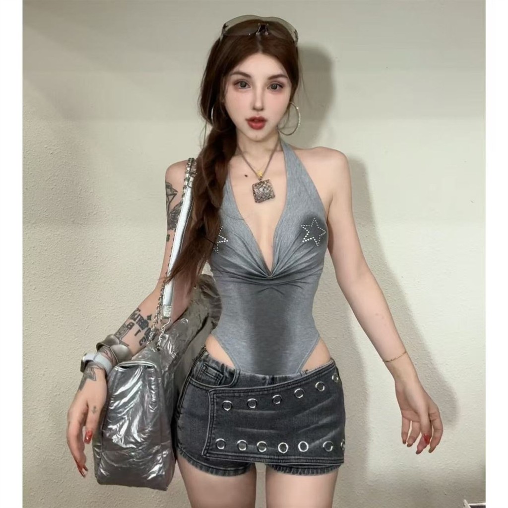 เสื้อกล้ามสายเดี่ยวแบบคอดีไซน์ V สบายๆ สำหรับทุกวันและยามออกกำลังกาย 1GFF