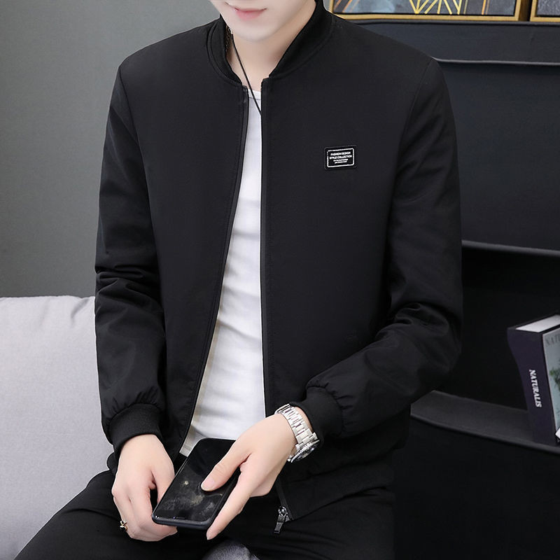 ฤดูใบไม้ผลิฤดูใบไม้ร่วงชายเสื้อผู้ชายบางยืนขึ้นปกทุกการแข่งขันแจ็คเก็ตเวอร์ชั่นเกาหลีสลิมฟิตอินเทรนด์เยาวชนแจ็คเก็ตด้านบนผู