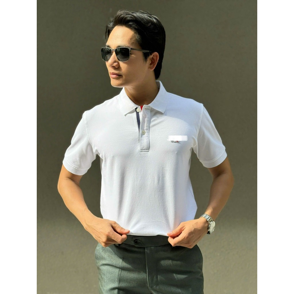 DJ Bigsize Polo LC คอปก 3 แถบธงฝรั่งเศส ผ้าคอตตอนป่านมาตรฐานแท้ สูงสุด 105kg