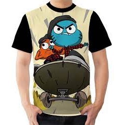 The Amazing World of Gumball และ Darwin What The What Kids 3D เสื้อยืดเด็กผู้หญิงแฟชั่นลําลอง Tops T