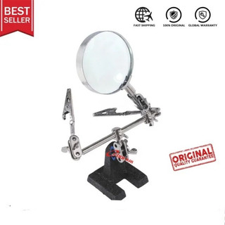Easy-carrying Helping Third Hand Tool Soldering Stand with 5X Magnifying Glass 2 Alligator Clips 360