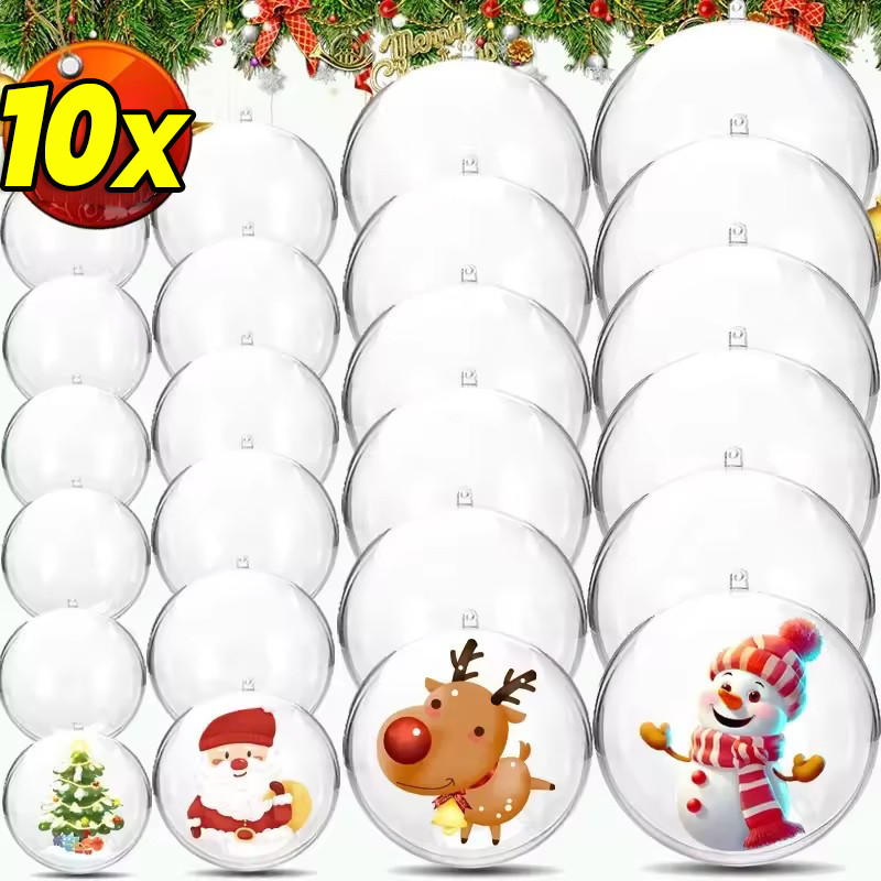 ลูกบอลพลาสติกใส 5-10 ชิ้น ทำเองได้ง่าย เครื่องประดับตกแต่งต้นคริสต์มาส