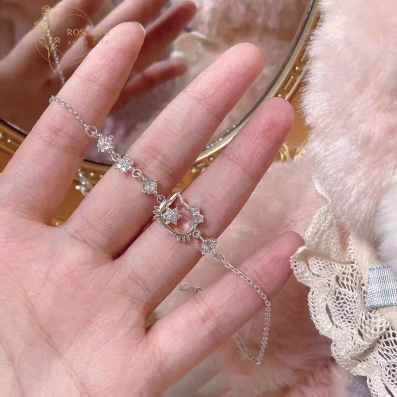 Roselife Crystal Cat Charm สร้อยข้อมือสำหรับผู้หญิง ของขวัญสไตล์แฟชั่น