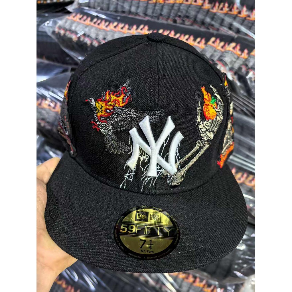 หมวกเบสบอล New York Yankees Ghost Train แบบแฟชั่นสำหรับกลางแจ้ง พร้อมไซส์ปีกแบน