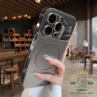 AG อะคริลิคเคลือบแม่เหล็กเคสโทรศัพท์ iphone16 Pro Max 15 14 13 12 11 เคสสําหรับเคส iPhone PC + TPU เปลือกแข็งกันกระแทก