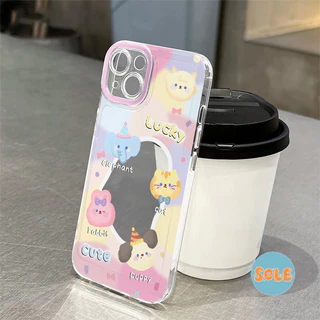 🔥Sole🔥เข้ากันได้สำหรับ เคสไอโฟน11 เคส iphone 16 Pro Max 7 8 Plus XR X XS MAX 12 13 14 15 16 เคสใส ช้างลูกแมวน่ารัก