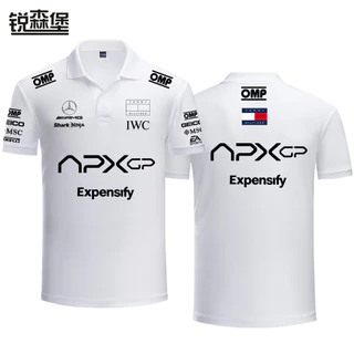 เสื้อโปโลผู้ชายแขนสั้นคอปกลายรถแข่ง F1 สำหรับผู้ชายในช่วงฤดูร้อน