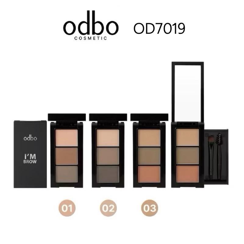 เขียนคิ้วแบบฝุ่น/ตลับ/ OD7019 ODBO I’M BROW โอดีบีโอ ไอมโบว ที่เขียนคิ้วแบบฝุ่น 3 เฉดสีในตลับ