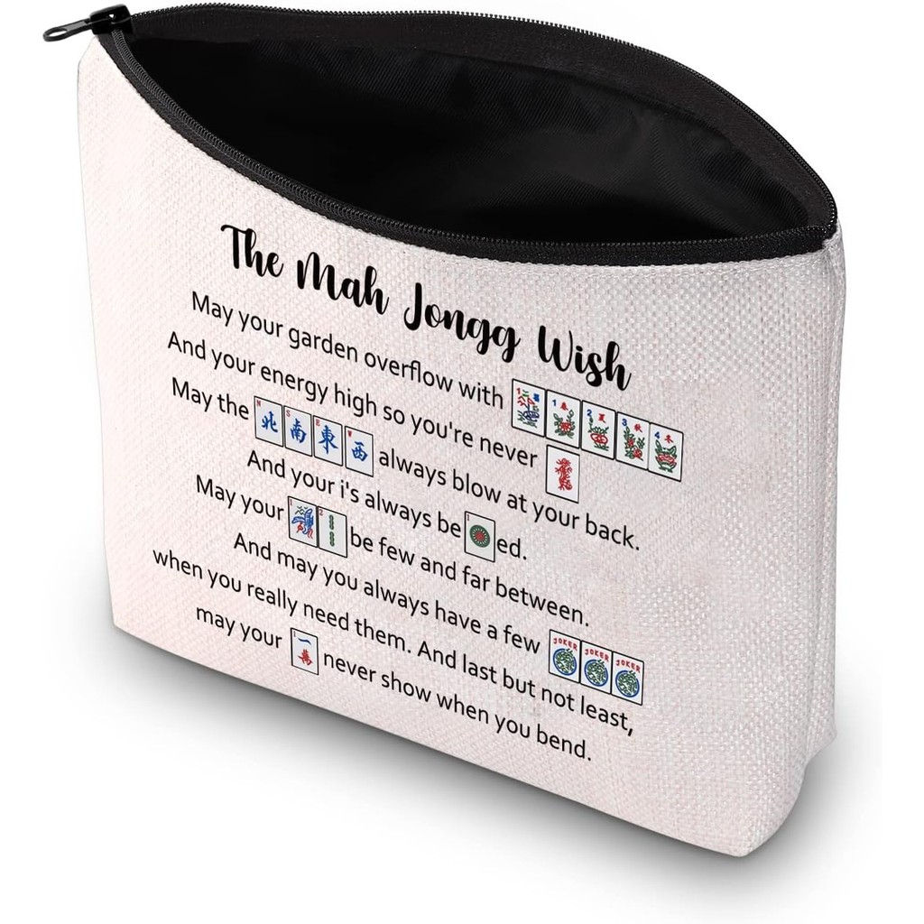 PXTIDY Mah Jong Wish Bag Love Mahjong Gift Mahjong Players Makeup Bag Mahjong Board Game Storage Bag