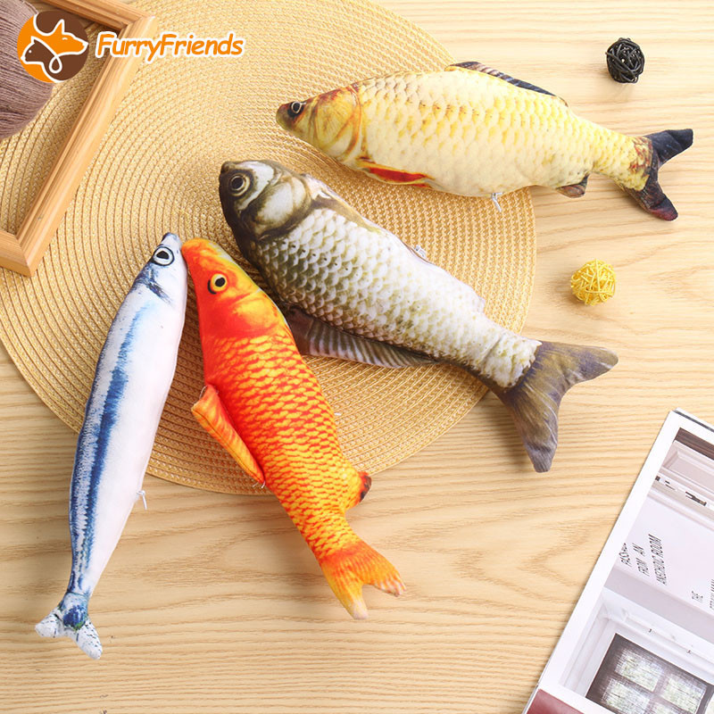 ของเล่นแมว 20 cm ตุ๊กตา ปลา Crucian  ของเล่นสัตว์เลี้ยง ตัวใหญ่มีซิป