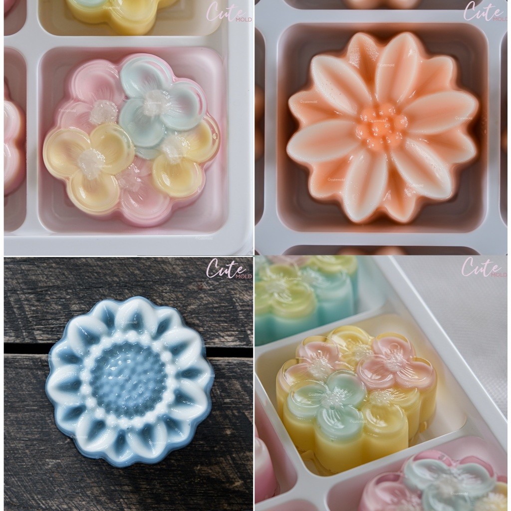 12ชิ้น /1 โหล / มีสินค้า/ถูก/คมชัด พิมพ์เดี่ยว พิมพ์ซิลิโคน พิมพ์วุ้น ขนมชั้น ลาย ผกากรอง กระดุมทอง ไฮเดรนเยีย (เลือกแบบ