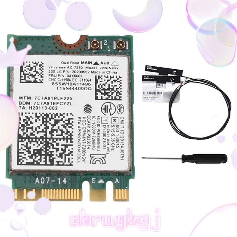 การ์ด WiFi 2.4G/5G + เสาอากาศ 04X6007 7260NGW 7260AC BT4.0 สําหรับ X250 X240 X240S X230S T440 W540 T