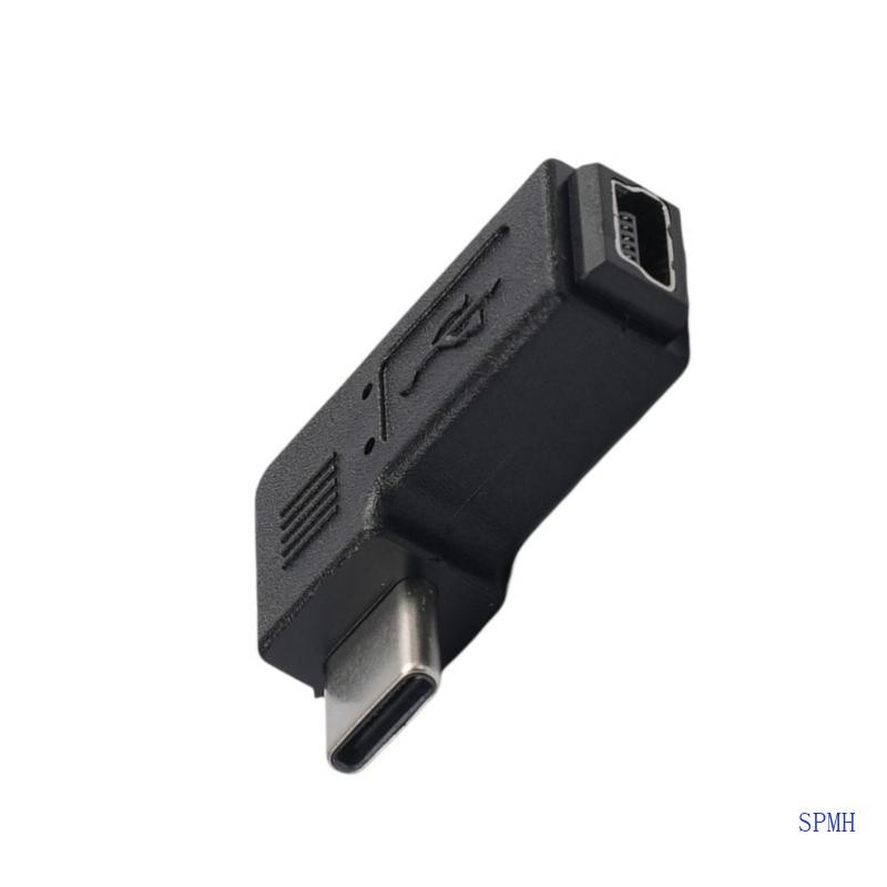 ตัวแปลงซุปเปอร์สําหรับโทรศัพท์แล็ปท็อปกล้องดิจิตอลอะแดปเตอร์ Type-C เป็น Mini USB 90 องศา