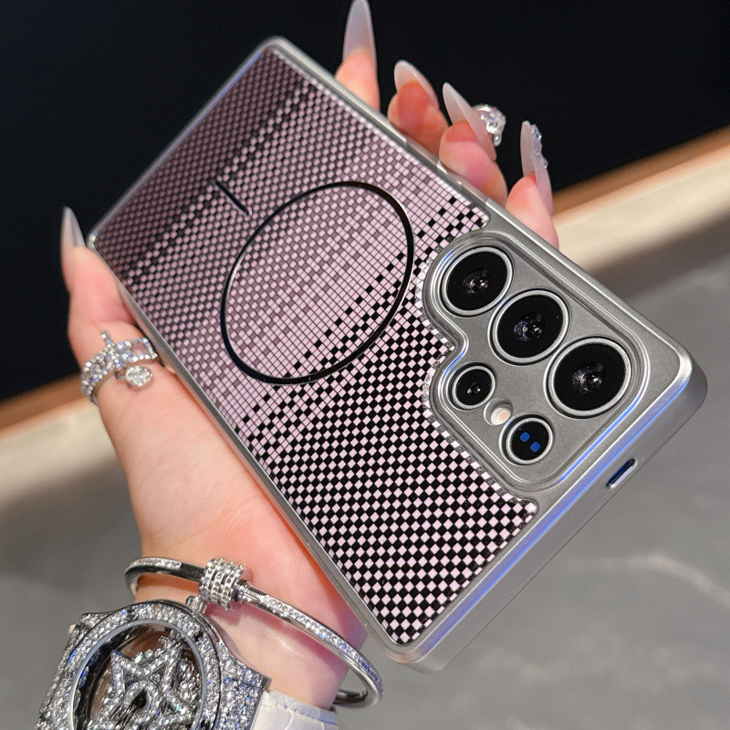 หรูหราคาร์บอน Fibre Texture เคสโทรศัพท์แม่เหล็กสําหรับ Samsung Galaxy S25 Ultra S25 Plus S25 Edge S24 Ultra ป้องกันเลนส์ชาร์จไร้สาย Hard Anti-Drop ฝาหลัง